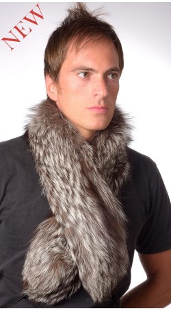 Silver Fox Fur Scarf - Fur on both sides